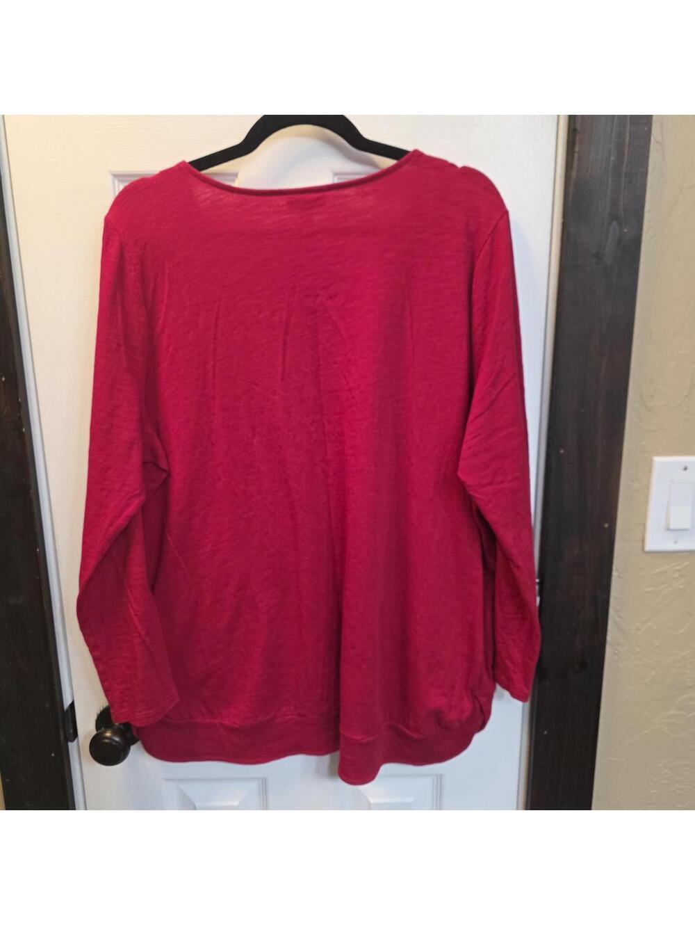 J.Jill Women's Red V-Neck Long Sleeve Sweater- XL Petite - Picture 6 of 9